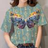 Women's Short Sleeved Butterfly Printed T-shirt Casual Top Plus Size