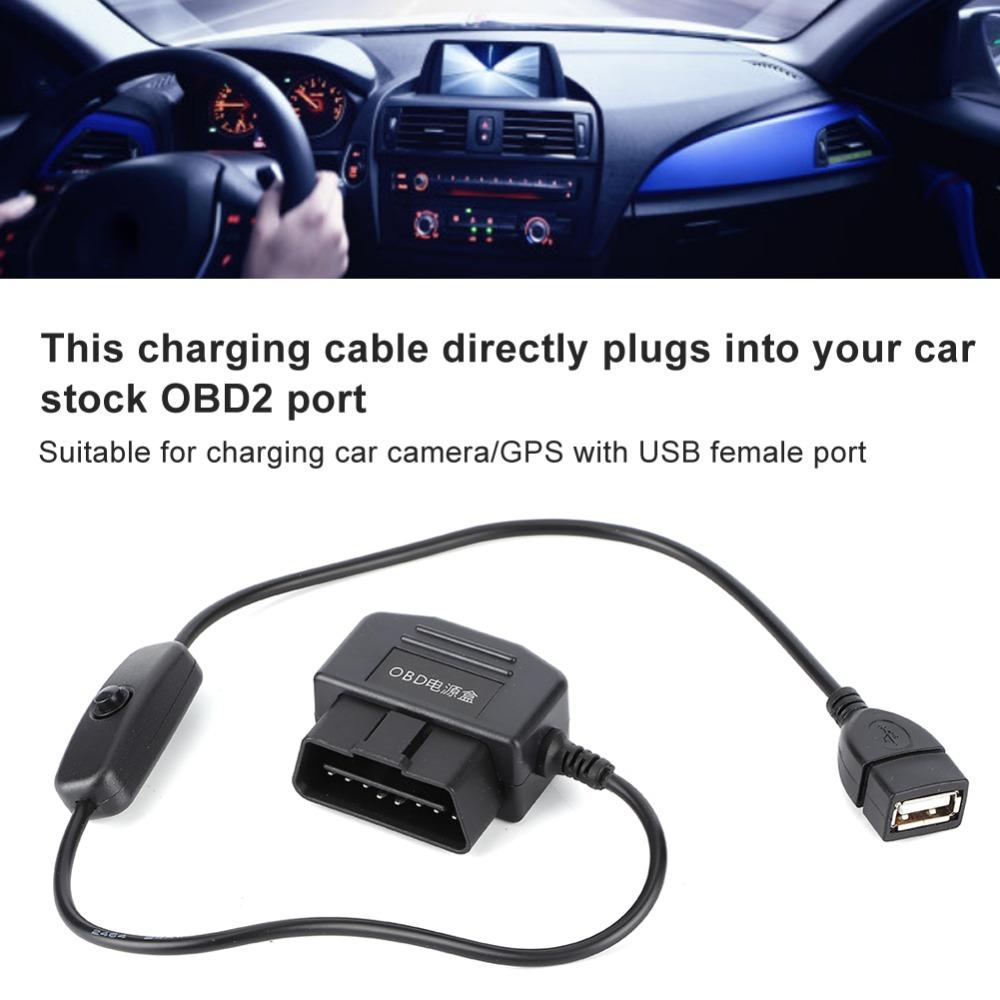 5V 2A Ausgang OBD2 Ladekabel 16-Pin Stecker OBD2 zu USB Adapter Auto-Ladegerät