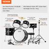 Kids Drum Set 5-Piece 16 in Beginner Children Drum Set with Throne Black