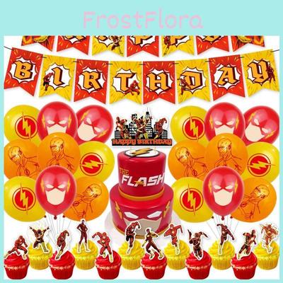 Fournitures de fête d'anniversaire excitantes inspirées de The Flash avec ballons et guirlandes
