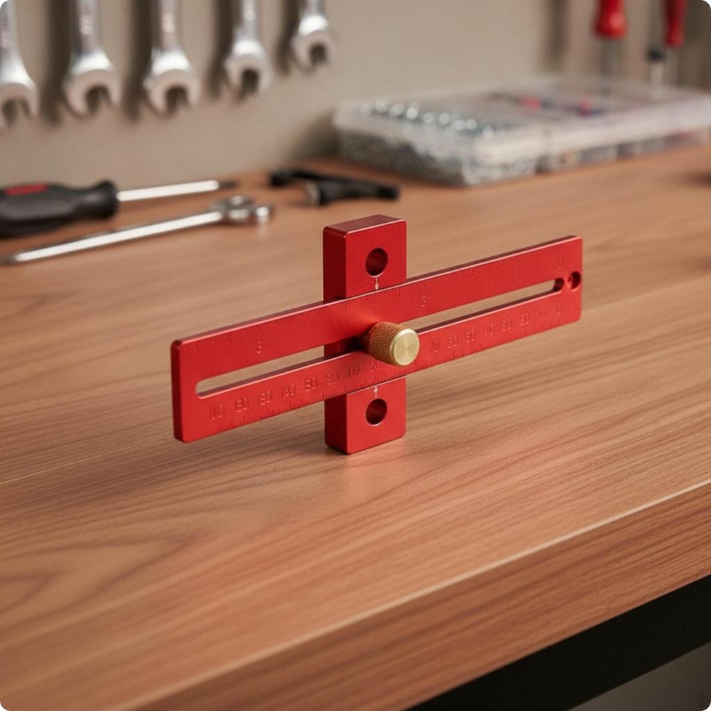 Square Marking Ruler Slotted Body Locking Perpendicular Block for Workshop, Carpentry