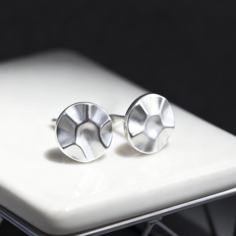 

New Creative Pleated Disc 925 Sterling Silver Jewelry Personality Geometric Earrings TYB620 серебряный
