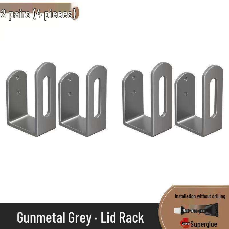 Wall-Mounted No-Punch Pot Lid & Cutting Board Storage Rack