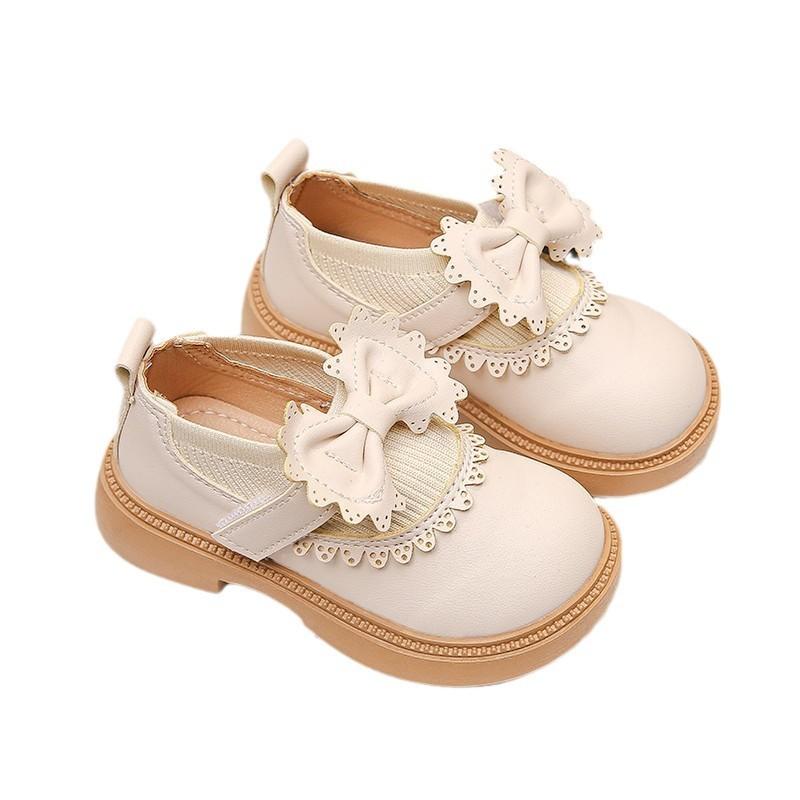 Kids Black Bow Decor Chelsea Boots Elastic Side Non Slip Platform Boots 23