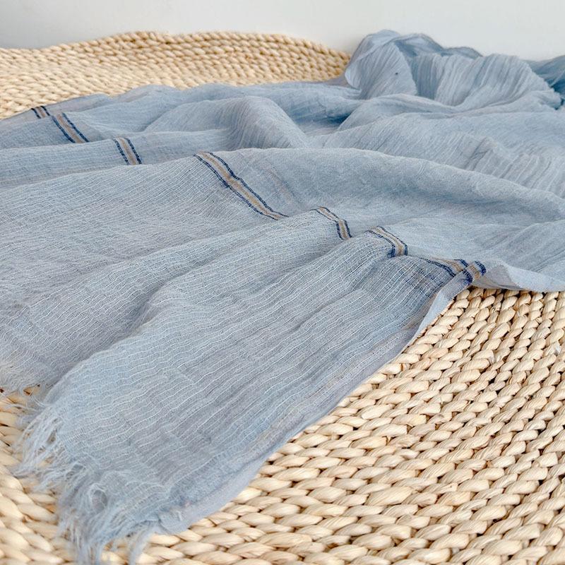 Retro Relax Soft Comfortable Cotton Linen Scarf Chic Pleated Women's Autumn Winter Unisex Long Scarves 75*210cm