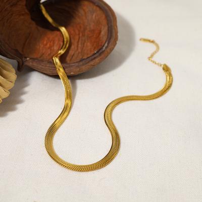 Edelstahl Halskette Damen Klassisch Beliebt Flache Schlangenkette Schlüsselbeinkette Titanstahl Kragen