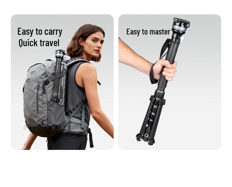 Carbon Fiber Monopod with 3K Texture and Leveling Ball Head - Large Diameter, Stable Camera Support for Concerts