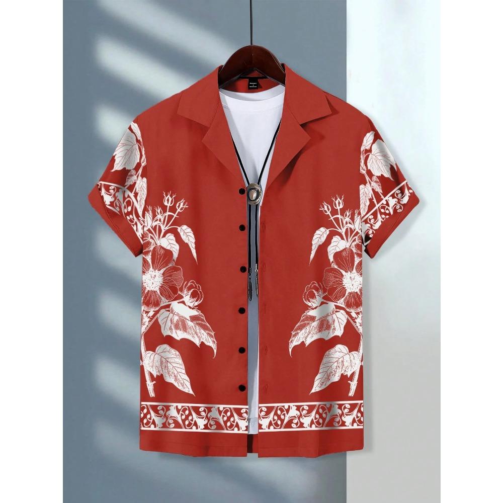 Men's Hawaiian Shirts Men's Short Sleeve Shirts Summer Casual Fun Hawaiian Vacation Printed Button Lapel Short Sleeve Shirts