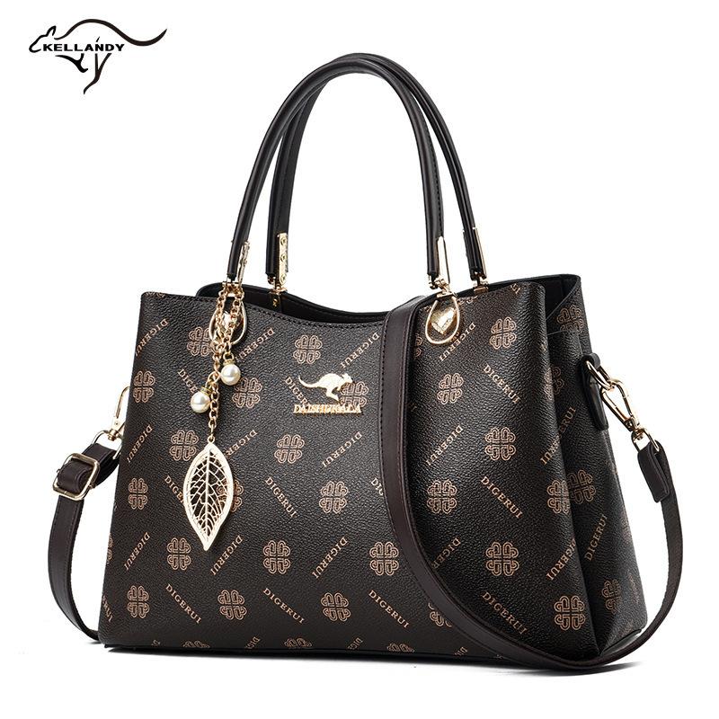 Tote bag women's new fashion printed presbyopia women's shoulder portable oblique span women's bag medium and old mother bag