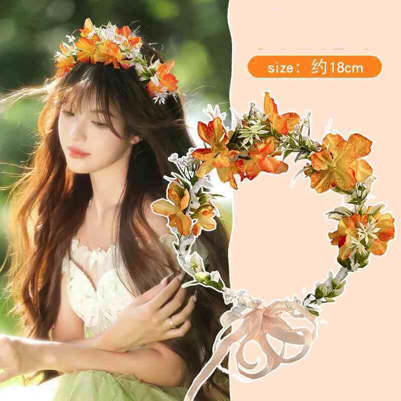 Flower Garland Headdress, Princess Forest Hair Headband, Flower Girl Dress, Wedding Headdress, High Beauty Headband, Hair Accessory