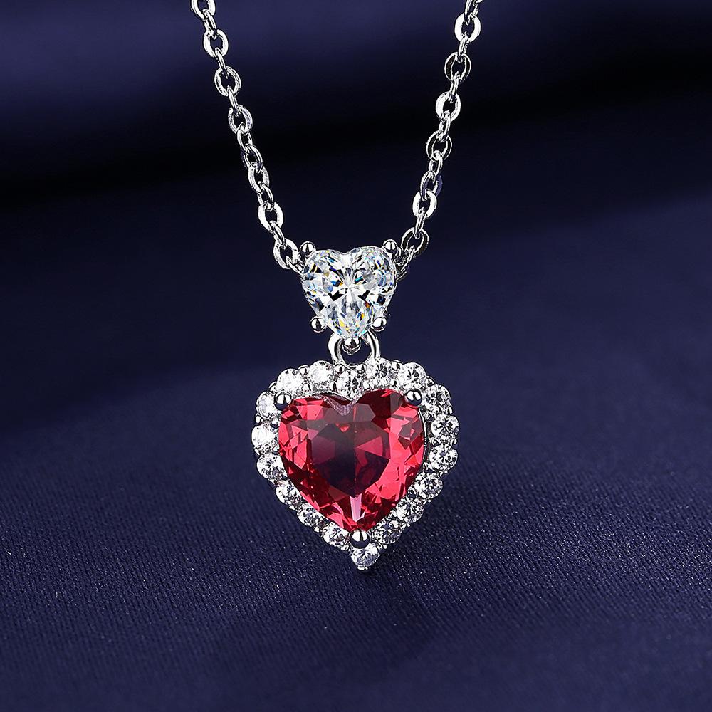 925 Sterling Silver Necklace Shiny Ocean Star Zircon Heart Pendant Necklace Women's Party Birthday Wedding Jewelry Gift