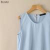 ZANZEA Women Casual Round Neck Sleeveless Lace Splice Summer Tank Tops