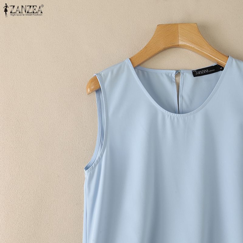 ZANZEA Women Casual Round Neck Sleeveless Lace Splice Summer Tank Tops