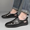 2025 Summer New Hallow Leather Shoes for Men Fashion Casual Beach Sandals Male Solid Color Designer Driving Shoes Man