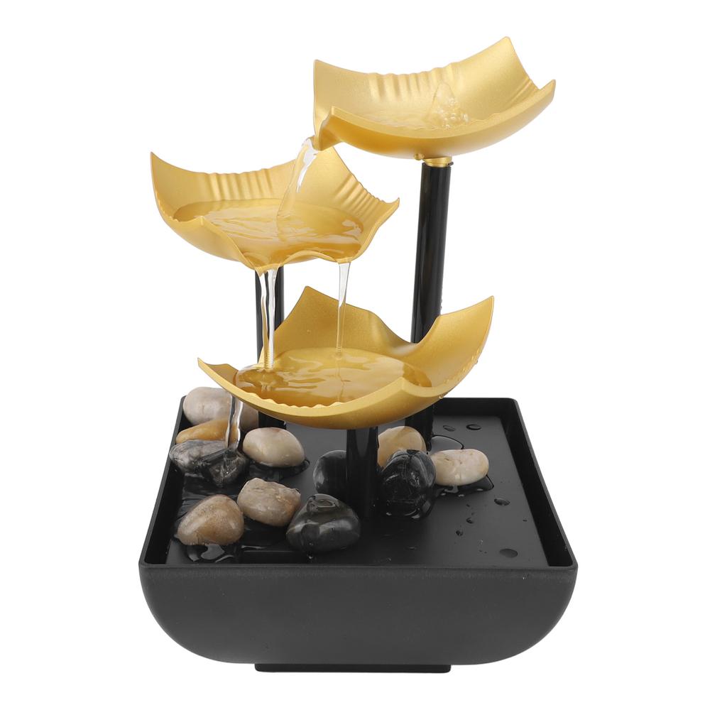 Desktop Fountain Decoration with LED Light USB Powered 3 Tier Waterflow Fountain for Home and Office Tabletop