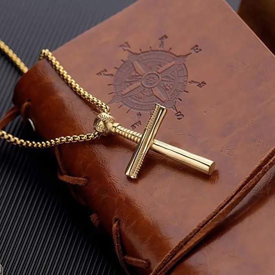Handsome Men Necklace Cross Design Scratch-resistant Lightweight Leisure Pendant Necklace for Daily Life