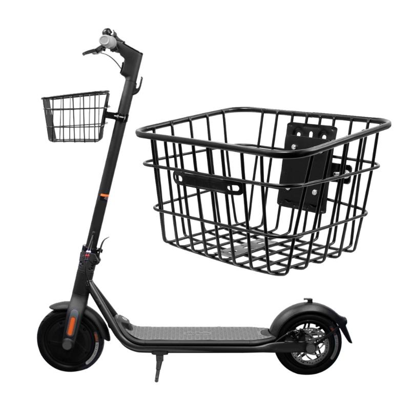 Panier pour Trottinette Électrique Panier Solide en Métal pour Trottinette avec Support Fixe Résistant à la Rouille pour Montage Avant pour Enfants Adultes