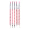5Pcs Marbleizing Painting Pens 2 Way Nail Art Acrylic Silicone Point Flower Nail Pen Stainless Steel Dotting Tools