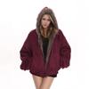 A Popular European and American Street Design Plush Double-sided Hooded Jacket for Women, Autumn and Winter Cold-weather Jackets