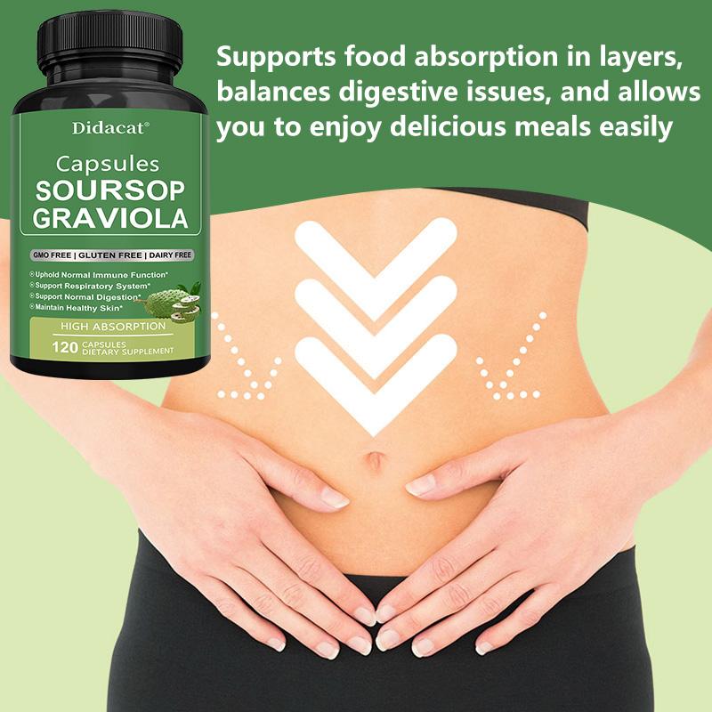 Soursop Graviola Leaf Powder Dietary Supplement Capsules, 1950mg Per Serving, 120 Capsules, Non‑GMO