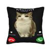 Meowl Is Calling Phone Call Meme Brainrot Funny Cat Owl Pillow Cover  Soft Cushion Cover Pillow Case For Couch Sofa Bedroom
