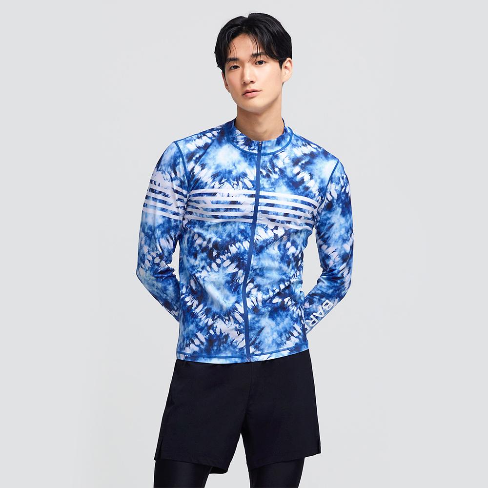 BARREL Men Ocean Zip-Up Rash Guard Leaf Tie-Dye (Bi2Mwrg08Ltd)