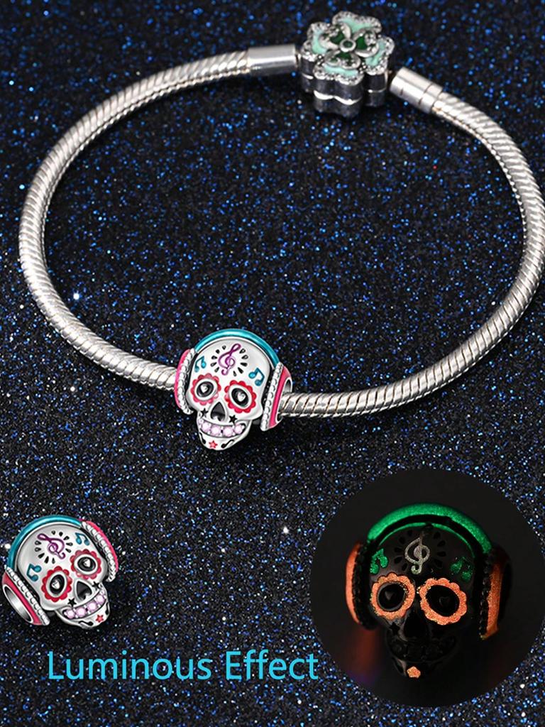 Charms Plata Halloween Sun Rose Skull Beads Charm Copper Plated Fit Copperoriginal Bracelet For Jewelry Making Diy Charm