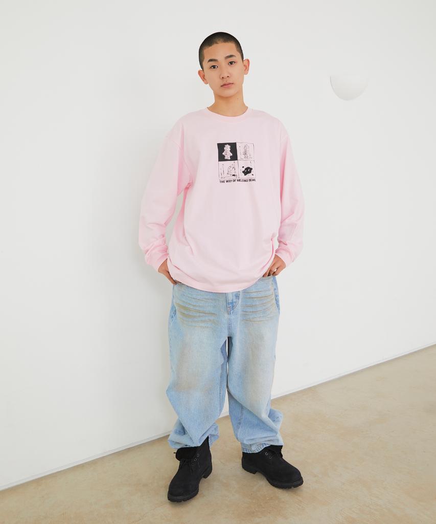 LMC Melting Bear Long Slv Tee Pink