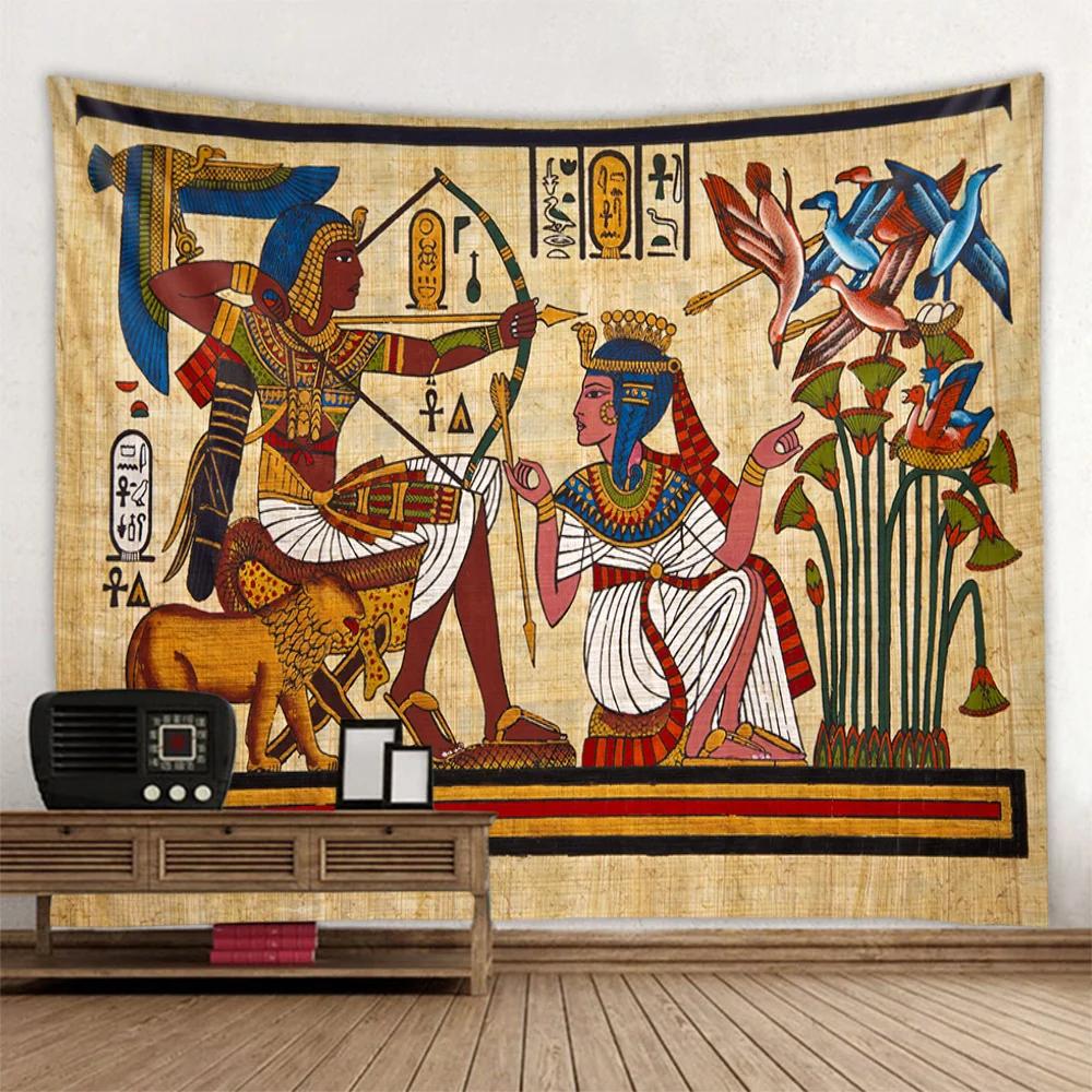 Egyptian retro mural, printed tapestry, hippie wall hanging fabric, home decoration aesthetics, living room, bedroom decoration