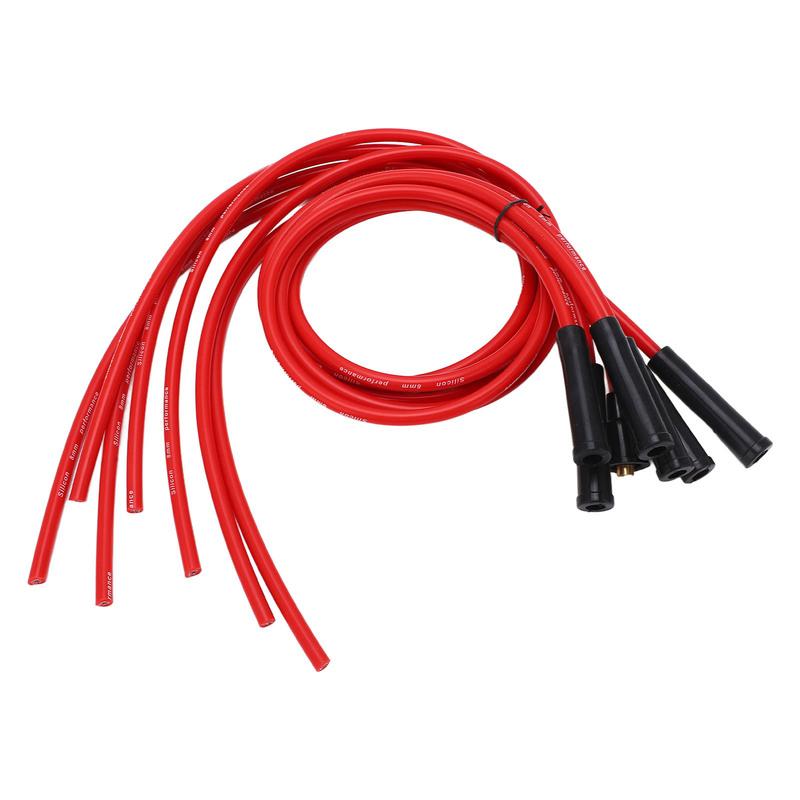 Sparking Plug Ignition Wire Set Red 8mm Diameter 1m Length Ignition Wire Replacement for 6 Cylinder Classic Cars