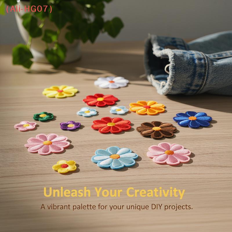 15/22Pcs Polyester Cartoon Flower Patches Ironing Embroidery Cloth Sticker Patches For Kids Dress Applique DIY Bags Decoration