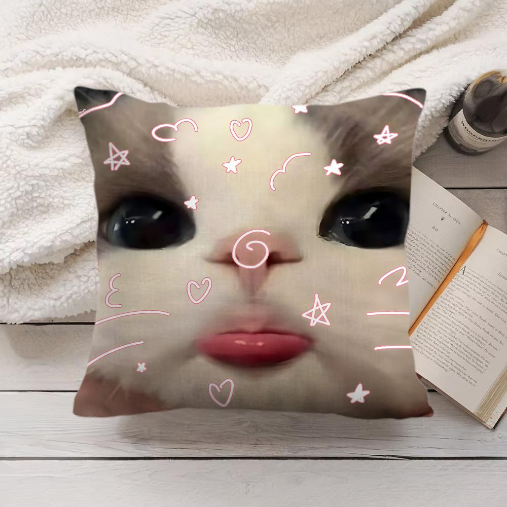 Cute Cat Dog Kawaii Gift Cushion Cover Silky Short Plush Invisible Zipper Dustproof Sofa Pillow Case For Home Decor