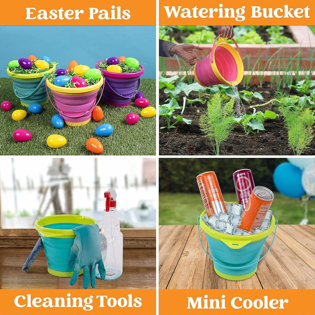 Packs Foldable Beach Bucket Set Shovels Mesh Backpack Kids Camping Gear Travelling Fishing Water Pail JOYFY 3 with and for Kid Friendly Entertaining