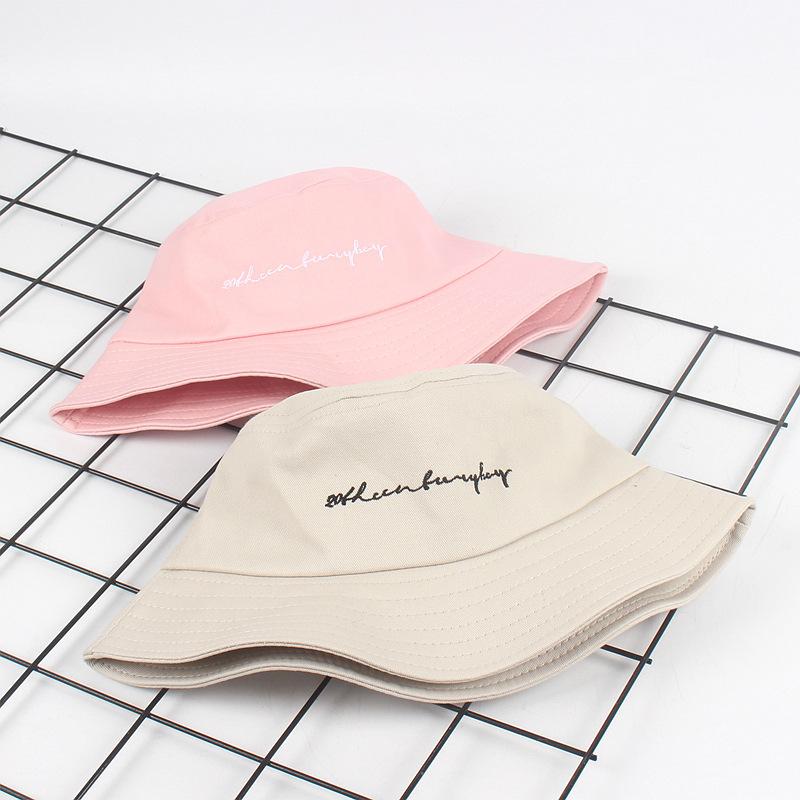 Simple Bucket Hats Letter Embroidery Unisex Adult Sun Hat Outdoor Street Couple Fisherman Hat