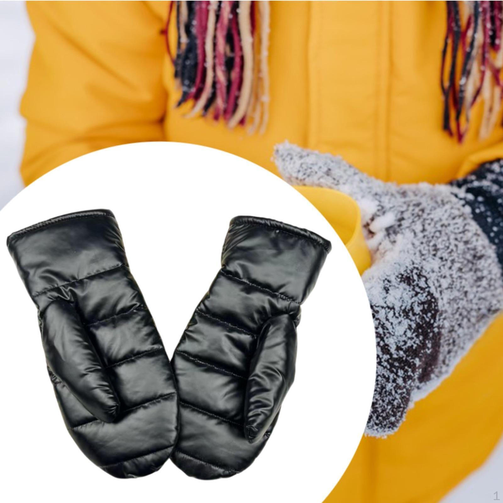 

Варежки женские зимние стеганые нескользящие мягкие для сноубординга и бега Black