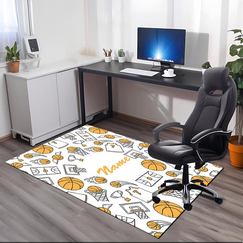 Custom Name Basketball Printed Carpet, for Office Chair Living Room Bedroom Kitchen Room Decor Gifts.