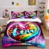 Stampa Artistica Amore Fantasy Set Biancheria da Letto Copripiumino 1 Copripiumino 1/2 Federe Set Biancheria da Letto per Adulti e Bambini Lusso per Regali