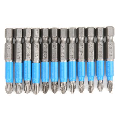 Set 12 buc biți magnetici antiderapanți Phillips 50mm coadă hexagonală 1/4 inch oțel aliat S2