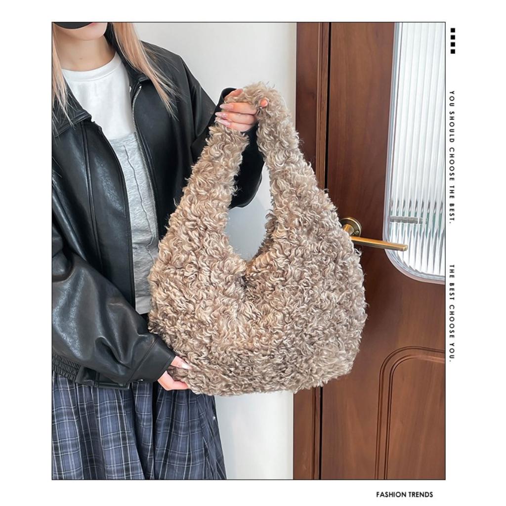 Bolso de Hombro de Felpa para Mujer, Felpa, Gran Capacidad, para el Viaje Diario