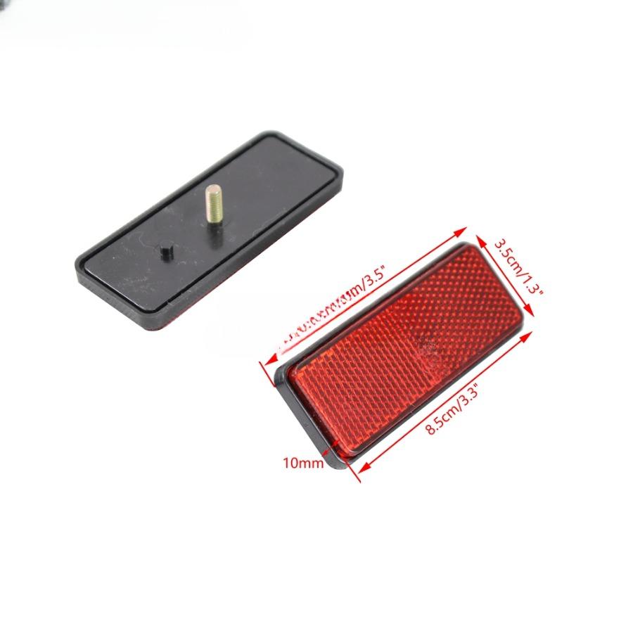 

Красные пластиковые мотоциклетные светоотражатели Предупреждающая наклейка для Harley Honda Suzuki Yamaha Cruiser Chopper Bolts Прямоугольная светоотражающая накладка