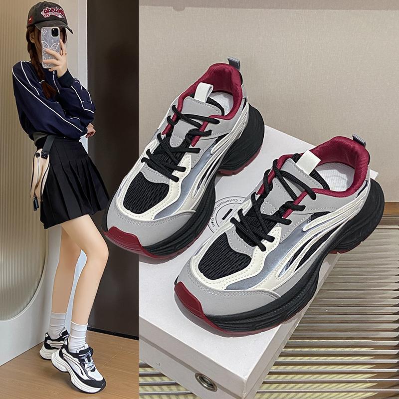 New Small Height Shoes Spring and Autumn Leisure Sports Small White Shoes Thick Soled Women's Casual Shoes