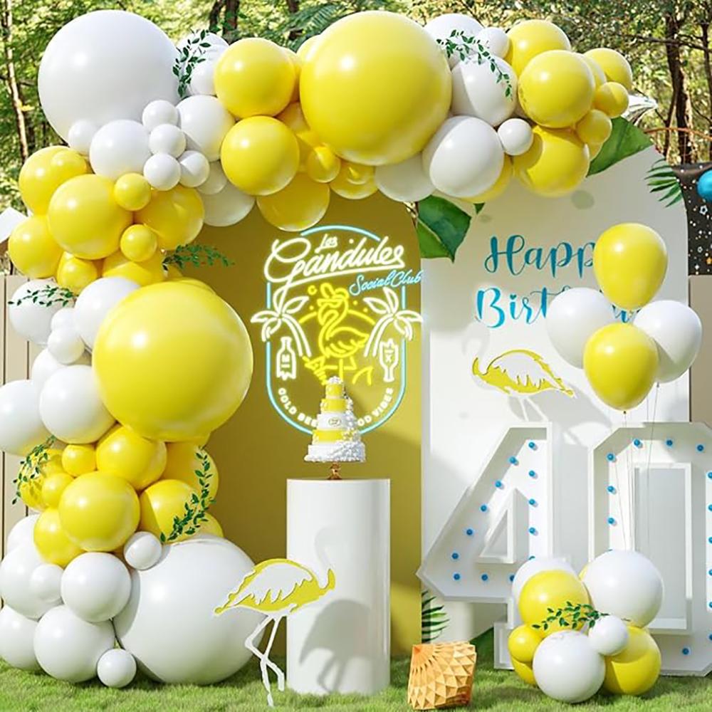 Yellow Theme Balloons Garland Yellow White Latex Ballon Arch Kit Wedding Anniversary Engagement Birthday Party Decoration Globos