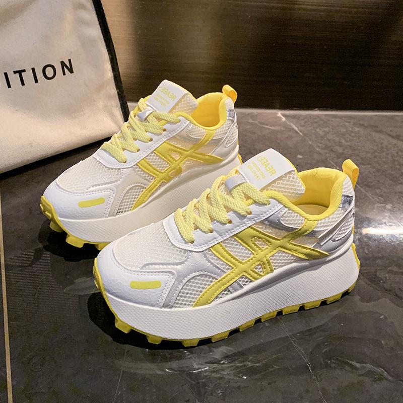 Thick-soled inner height-increasing mesh shoes women's breathable mesh Forrest Gump shoes 2025 new popular sports and leisure dad shoes women