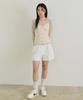 Lingseoul Layered Halter Neck Top Set-Ash Beige/Cream