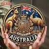 Australisches Staatswappen Metall-Wandplakette 7,8 Zoll Rundes Vintage-Aluminiumschild Heimbar Café Garage Dekoration