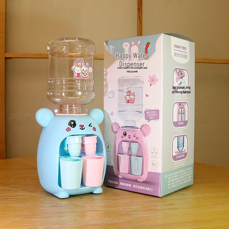 Children's Cartoon Mini Water Dispenser Toy with Dual Outlets for Juice and Beverages - Fun Simulation Machine