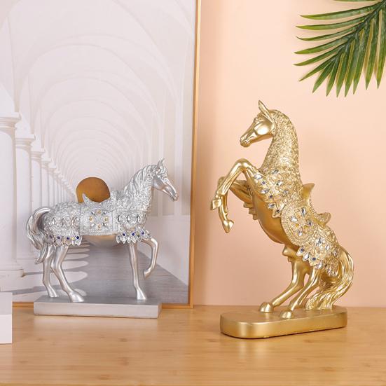 Success Horse Ornament Artistic Good Luck Horse Figurine Resin Modern Horse Statue for Home TV Stand Desk Wine Cabinet Decoration