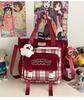 Schoolbag new student schoolbag travel backpack plaid contrasting color college style middle school student multi-compartment backpack