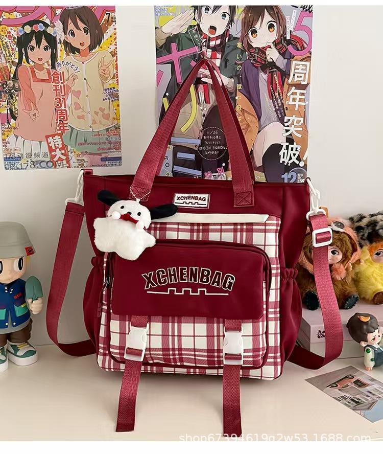Schoolbag new student schoolbag travel backpack plaid contrasting color college style middle school student multi-compartment backpack