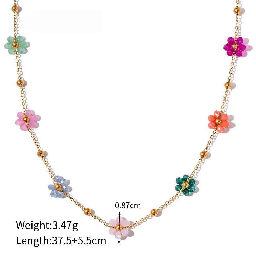  Ins Niche Design Stainless Steel Handmade Colorful Small Flower Chain Bracelet Suitable for Summer Beach